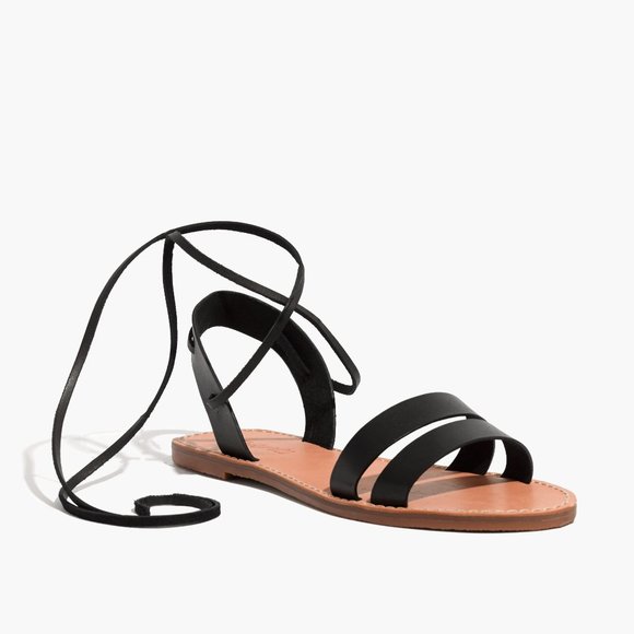 Madewell Boardwalk Ankle Tie Sandal in Black (lightly worn) - Picture 2 of 11